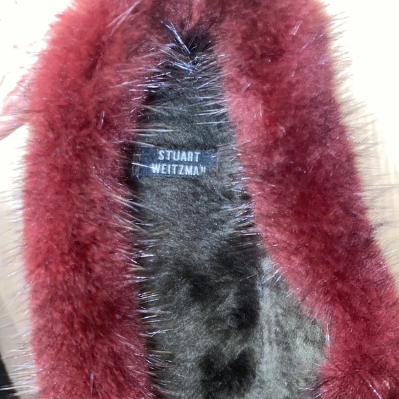 Stuart Weitzman fur lined Suede embellished slipper shoe 10 - Picture 9 of 10